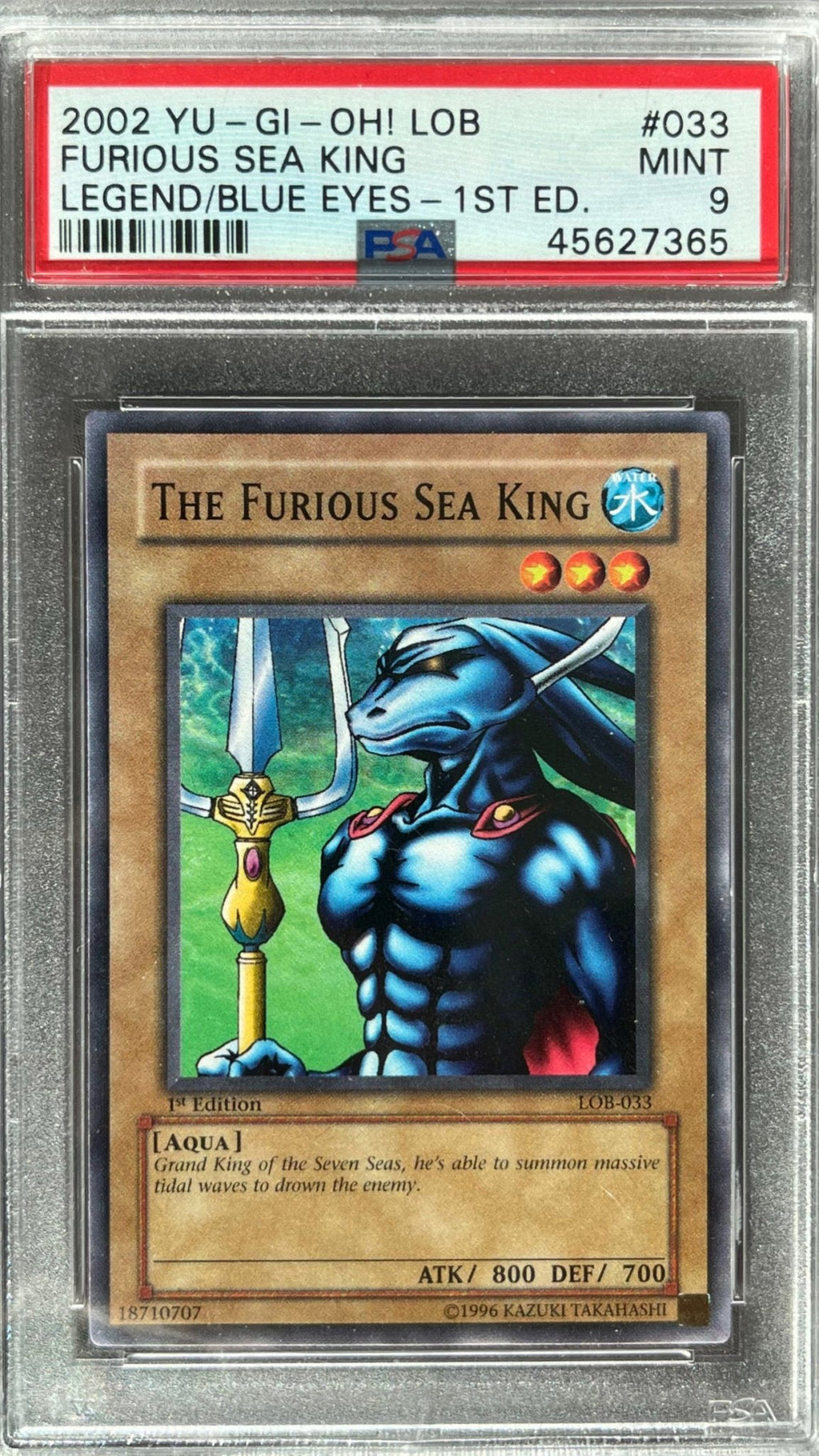 Yu - Gi - Oh! – Furious Sea King – Legend of Blue - Eyes White Dragon (LOB) 1st Edition 2002 – PSA 9 - TcgCollectorStop