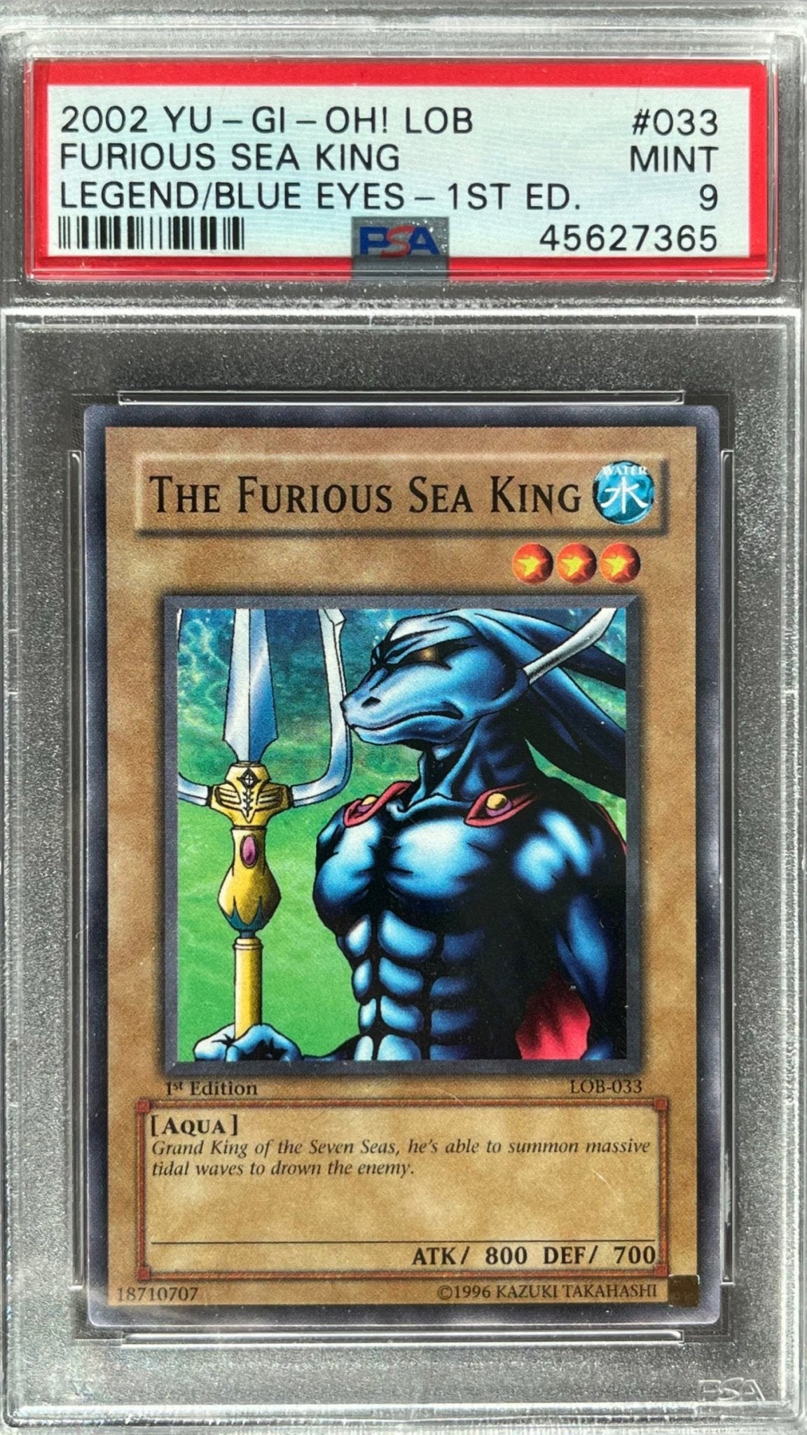 Yu - Gi - Oh! – Furious Sea King – Legend of Blue - Eyes White Dragon (LOB) 1st Edition 2002 – PSA 9 - TcgCollectorStop