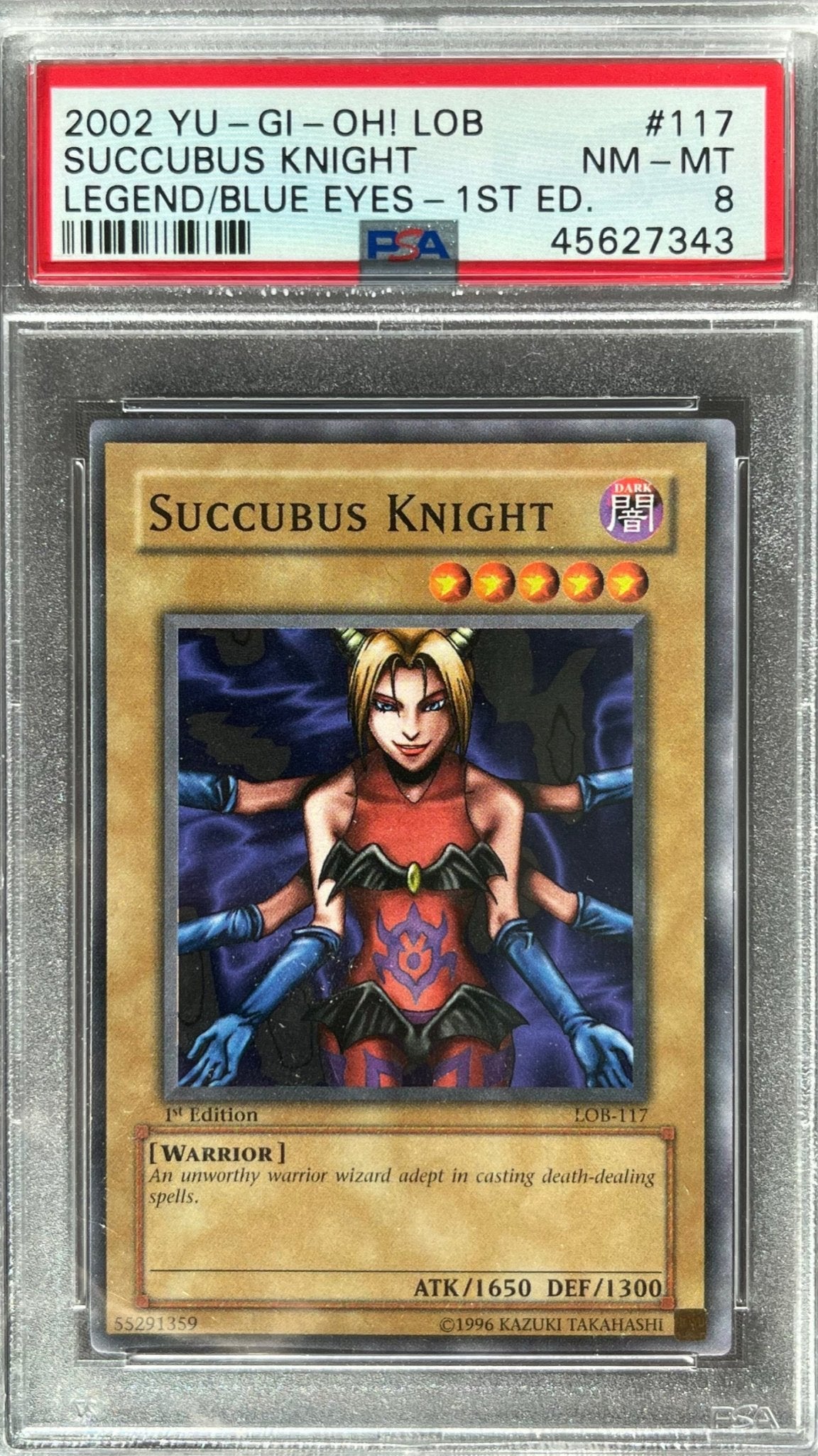 Yu - Gi - Oh! – Succubus Knight – Legend of Blue - Eyes White Dragon (LOB) 1st Edition 2002 – PSA 8 - TcgCollectorStop
